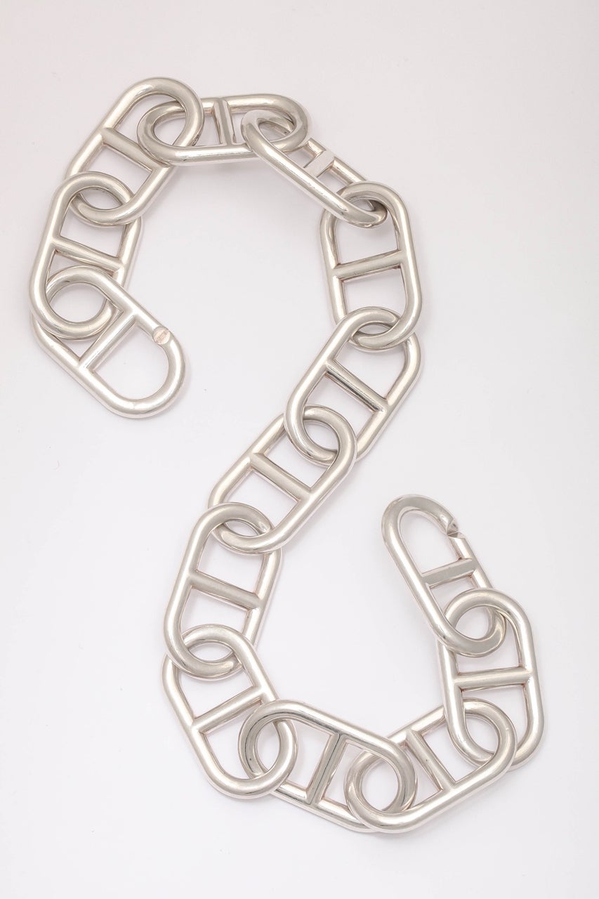 Contemporary Large Hermes Sterling Silver Anchor Chain